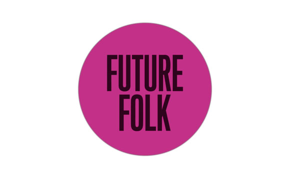 A magenta circle containing the words 'FUTURE FOLK' in black, uppercase, sans-serif font.