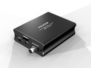 A black rectangular Fujifilm device with an HD-SDI OUT port on the side.