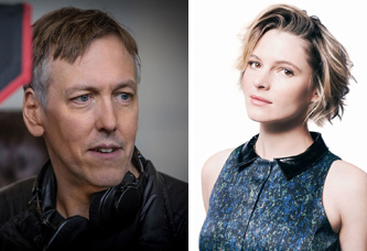 A split image featuring a man with short hair on the left and a woman with short blonde hair on the right.