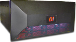 A black rectangular server chassis with a red DI logo and a mesh vent at the bottom.
