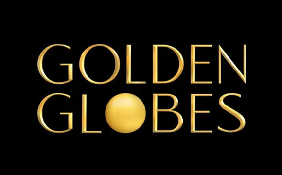 The words GOLDEN GLOBES in gold serif font on a black background.