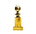 A gold-colored trophy featuring a globe atop a pedestal.