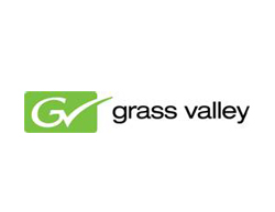 Grass Valley logo featuring a green icon with a stylized GV and black text.