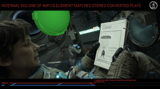An astronaut in a spacecraft holds a document while a green translucent sphere is overlaid on the scene.