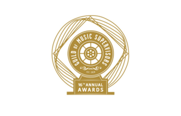 Gold circular logo for the Guild of Music Supervisors 16th Annual Awards.