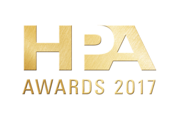 Gold metallic text reading HPA AWARDS 2017 on a white background.