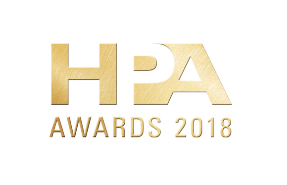 Gold textured HPA logo above the words AWARDS 2018 on a white background.