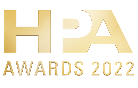 Gold metallic text reading HPA in large letters above AWARDS 2022 in smaller letters on a white background.