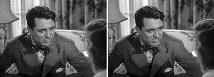 Black and white side-by-side shots of a man in a suit and bowtie looking slightly to the side.