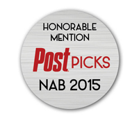 Silver circular badge reading Honorable Mention Post Picks NAB 2015