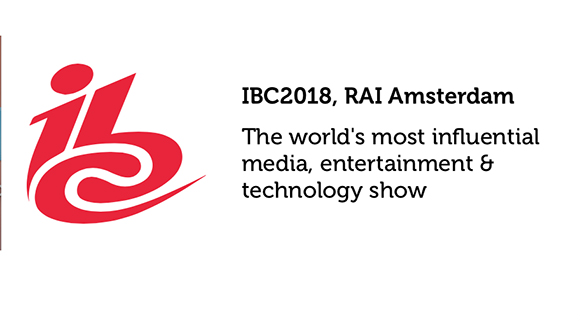 Red stylized IBC logo next to text reading IBC2018, RAI Amsterdam, the world's most influential media show.
