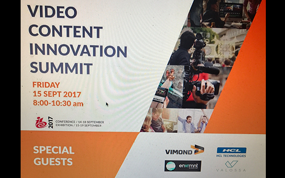 Promotional graphic for the Video Content Innovation Summit on September 15, 2017.