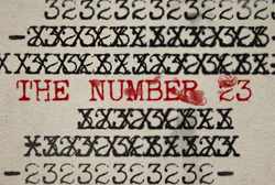 Red text reading 'THE NUMBER 23' surrounded by rows of black decorative X patterns.