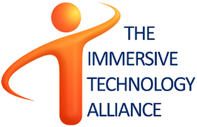Orange stylized human figure next to the text THE IMMERSIVE TECHNOLOGY ALLIANCE in dark blue.