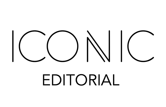 Black text logo reading ICONIC over EDITORIAL on a white background.