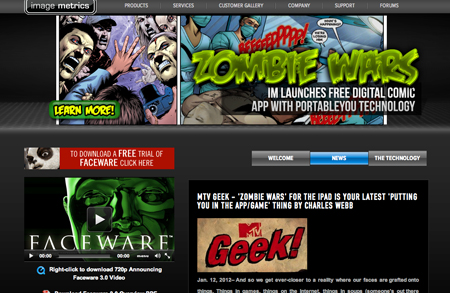 Banner for Zombie Wars digital comic app featuring comic book style zombie illustrations.