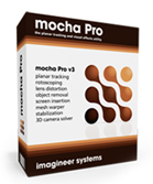 A software box for mocha Pro v3 by imagineer systems featuring a brown and white design.