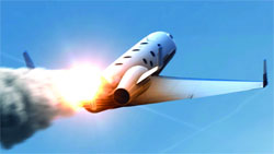 A white airplane flying through a blue sky with bright orange flames and dark smoke trailing from one engine.