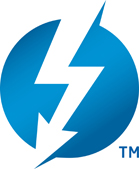 A blue circle with a white lightning bolt shape cutting through it diagonally.