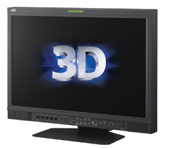 A black computer monitor displaying large silver 3D text on a dark screen.