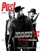 Three men in cowboy attire, one in the center looking forward, with text "JUDGMENT DAY" and "Quentin Tarantino" visible.