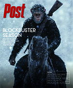 Chimpanzee warrior on horseback with rifle in snow.