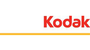 Red Kodak wordmark above a horizontal yellow line on a white background.