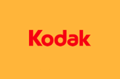 The word Kodak in red sans-serif font centered on a solid yellow background.