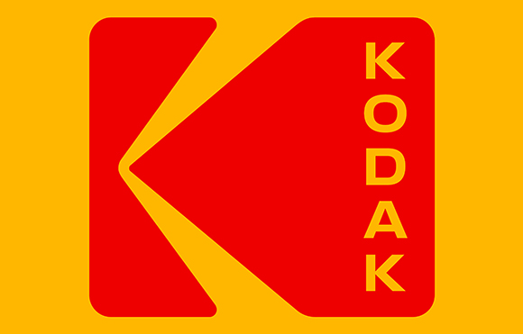 Red Kodak logo with a stylized K shape on a yellow background.