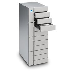 A tall, silver metal storage cabinet with multiple drawers, some of which are pulled out.