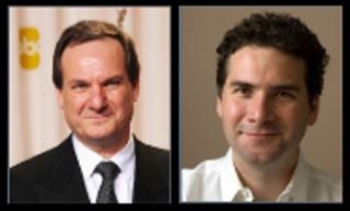 Two headshot portraits: a man in a suit and tie on the left, and a man in a white shirt on the right.
