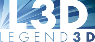 White L3D text over a blue radial burst background with LEGEND 3D below.