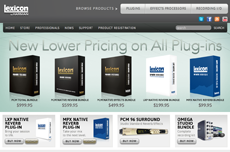 Lexicon website displaying various software plug-in bundles with discounted prices.