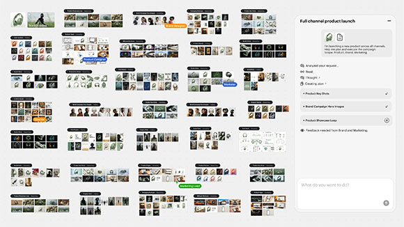 A software interface displaying a large grid of image thumbnails organized into columns with a sidebar on the right.
