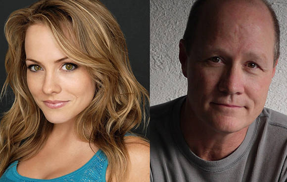A split image featuring a headshot of a blonde woman on the left and a man on the right.
