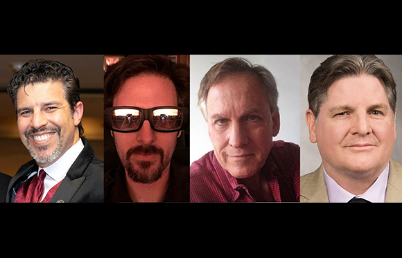 Four portrait headshots of different men arranged in a horizontal row.