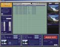 A blue-themed software interface displaying data tables and small landscape image thumbnails.