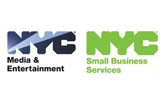 Two logos: one dark blue for Media & Entertainment and one green for Small Business Services.