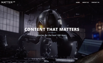 A large, dark robotic figure sits in a dimly lit workshop behind the text 'CONTENT THAT MATTERS'.