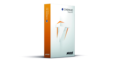 A white and orange software box for Cinema 4D Studio R17 by Maxon.