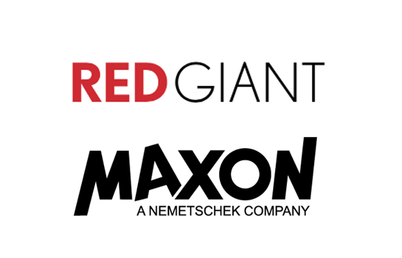 Red Giant logo in red and black text above the Maxon logo and the text A Nemetschek Company.
