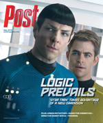 Two men in Star Trek uniforms, one with pointed ears and dark hair, the other with blond hair, are shown close up.