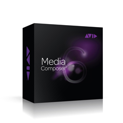 A black software box for Avid Media Composer 6 with purple light effects.