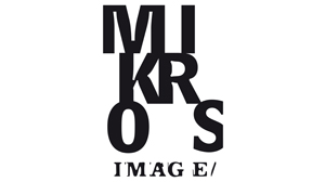 Black text logo for Mikros Image arranged in a stacked, irregular block formation.