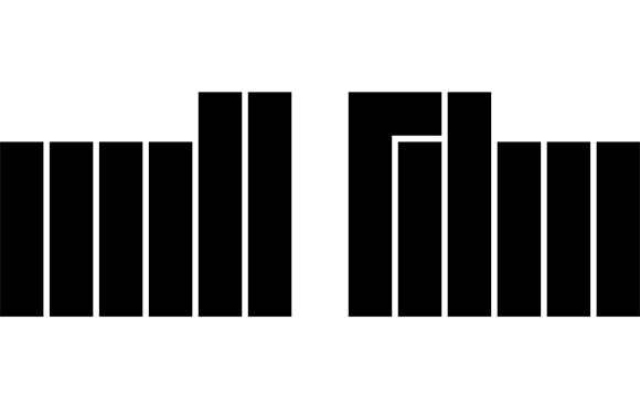 Black vertical bars of different heights arranged in two symmetrical groups on a white background.