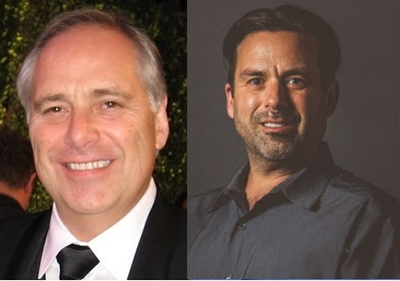 Two headshots of smiling men, one in a suit and tie, the other in a dark button-down shirt.