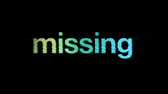 The word missing displayed in a pixelated, multicolored digital font against a black background.