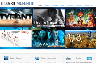 A website layout displaying posters for Tyrant, The Leftovers, Book of Life, Modern Family, Avatar, and Wild.