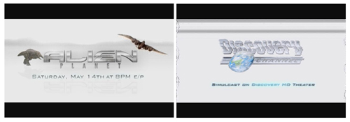 Promotional slides for Alien Planet on Discovery Channel and Discovery HD Theater.