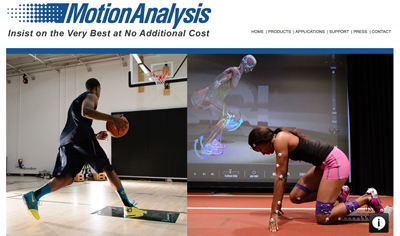A basketball player dribbling on a court next to an athlete performing a movement analysis on a screen.